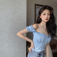 [Korean Style Wear] Design Sense Drawstring Outer Wear Tube Top One-Shoulder Top 6H6P