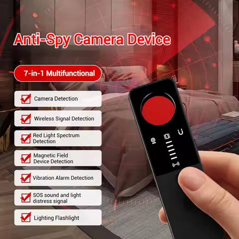 7-in-1 Multifunctional Hidden Camera Detector Upgraded Anti-Spycam Detector, Anti-Eavesdropping GPS 