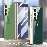 Luxury Painted Tempered Glass Case for Samsung Galaxy Z Fold 7 6 5 Fold7 Screen Glass Plating Cover 