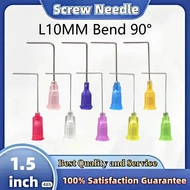10pcs 38mm 1.5 Inch 14G-30G 90 Degrees Elbow Dispensing Needles, TS-TT Blunt Tip Threaded Port, 90° 