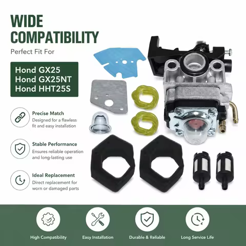 Carburetor Air Filter Fuel Filter Line Hose Gasket Kit For Honda GX25 GX25NT HHT25S 16100-Z0Z-034 11