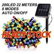Lampu Kelip LED 12M 22M 32M Solar Fairy String Lights 8Modes Solar Lampu Raya Party Garden Decor Wat