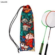 WALKIE Animie Crayon Shin-Chan Dragon Badminton Racket Cover Bag Soft Storage Bag Case Drawstring Pocket Portable Tennis Racket Protection