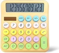 Cute Desktop Calculator, 12 Digits Large Calculator with Clear LCD Display and Large Button, Solar/B