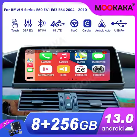 For BMW 5 Series E60 E61 E63 E64 2004 - 2010 Car Radio Multimedia Player Wireless Carplay Android Au