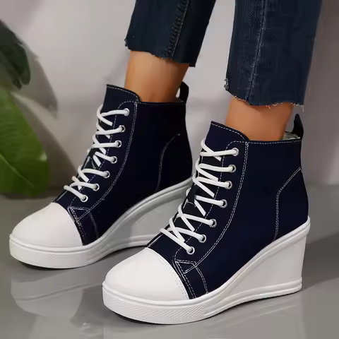 Women Sneakers New Hidden Wedge Invisible Heel Canvas Shoes for Women Wedge Increased Casual Breatha