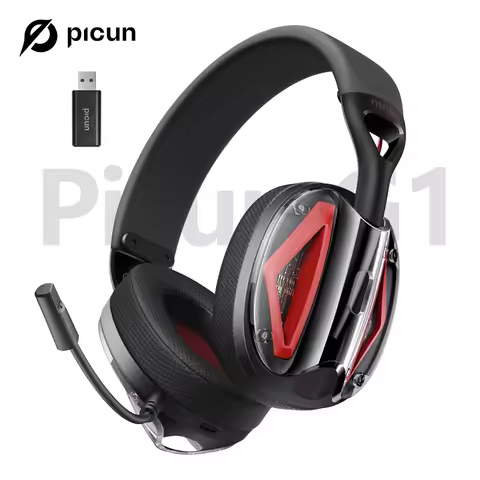 Picun G1 2.4GHz Gaming Wireless Headset 3D Surround Sound Spatial Audio ENC HD Mic Headphones for Ga