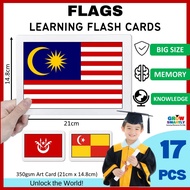 Flag Flash Card Asean Flags flash card for Kid Malaysia state flag flash card