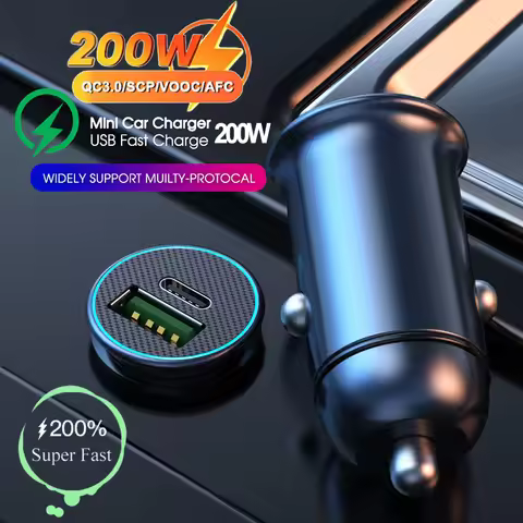 200W USB Type C Dual Ports Car Charger Lighter Quick Charge 4.0 3.0 For iPhone Xiaomi Huawei Samsung