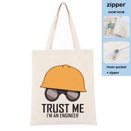 {Yuyu Bag} Trust Me I 39; M An Engineer Kawaii Girl Pink Tote Korean Canvas Shopper Bag With Zip Cotton Anime Black Shopping Teacher Gift