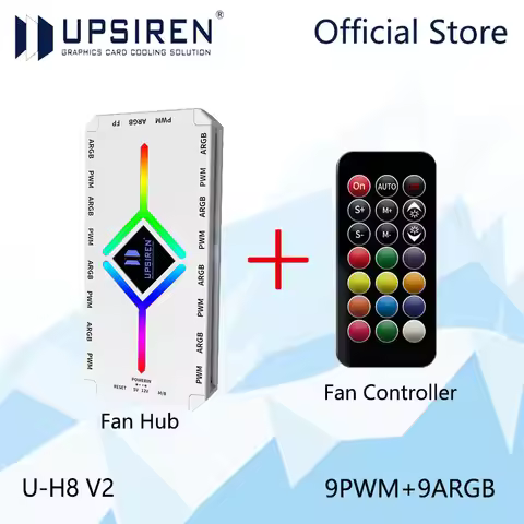 UPSIREN U-H8 5V 3PIN ARGB&4PIN PWM HUB Computer Case Fan Light Synchronous Bottom magnetic design wi