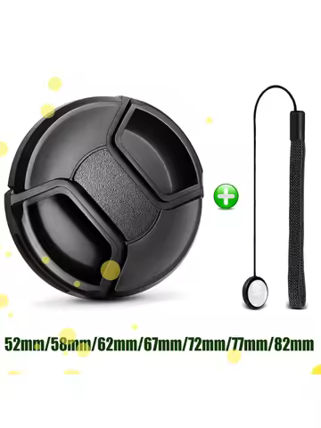 Camera Lens Cap Protection Cover 52MM 55MM 58MM 62MM 67MM 72MM 77MM 82MM Anti-lost Rope for Canon Ni