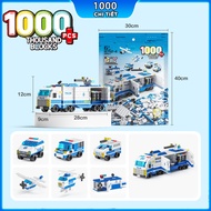 Lego Toy Assembled swat 1000 Police Car Blue Details, lego swat Model With swat Police Soldiers, Planes, Helicopters