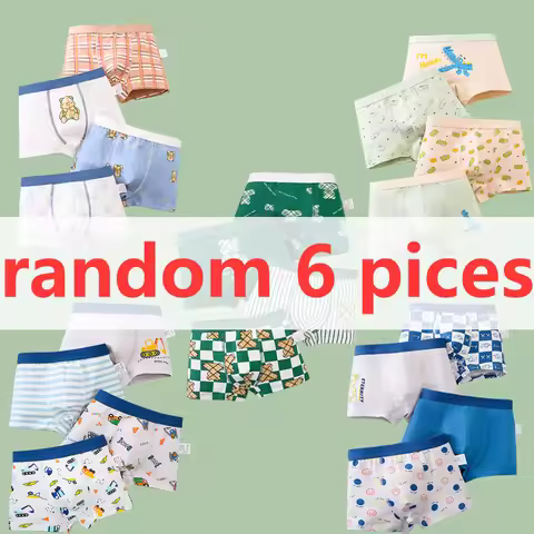 2/4/6 Pcs Boys Boxer Briefs Kids Cotton Underwear Sets Baby Underpants Teenager Cartoon All Over Pri