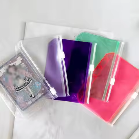 5pcs/Lot M5 Colofrful Binder Pockets Binder Zipper Folders For 6-Ring Mini Notebook Binder PVC Stora