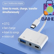 BAIHEE Type-C to 3.5m Tablet USB Splitter 3 in 1 Data Transmission