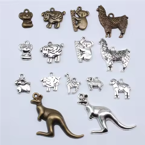 20pcs Australia Series Charms Koala Bear Kangaroo Alpaca Sheep Charms For Bracelet Making Keychain M