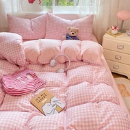 In Stock 4 Pieces Of Bedding Set Quilt Cover + Pillowcase + Bed Sheet Complete 5-6 Feet High Quality