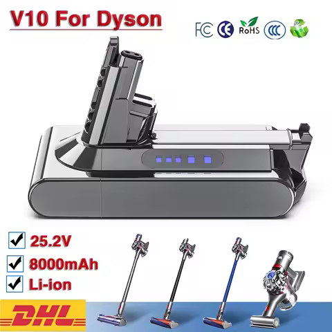 21.6V Battery For Dyson V6 V7 V8 V10 Series SV12 DC62 SV1 6000mAh Rechargeable battery For Dyson Vac