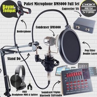 COD Paket Microphone BM8000 Full Set Soundcard V8plus Holderphone