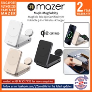 Mazer M-qi2-MagFold05 MagFold Trio Qi2 Certified 15W Foldable 3-in-1 Wireless Charger