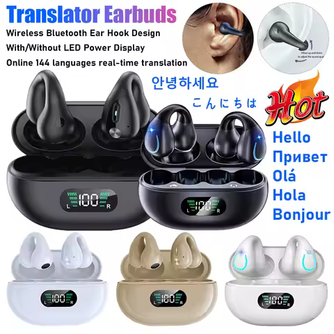 YYK-Q71 Q80 Wireless Bluetooth Translation Earbuds LED Digital Display Type-C Charging Translators H