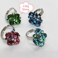  - Cubic Zirconia Stone Ring Upscale Style Geometric Jewellery (4 Big Stone - D)