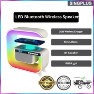 【SG LOCAL SELLER】G Shape USB Rechargeable Fast Wireless Charger LED Atmosphere Light Lamp With BlueTooth Speaker Clock
