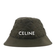 【CELINE】S號 Logo 菱格紋尼龍雙色漁夫帽（森林綠/橘色） _廠商直送