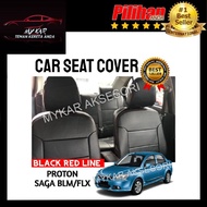 Proton Saga BLM/FLX Car Seat Cover PVC Leather Black with Red Line