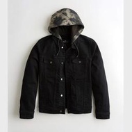 Hollister 男生 迷彩連帽外套 牛仔外套 彈性 破洞 補丁 黑色 正品 海鷗 HCO BUYSOME H072