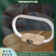 [orfbeauty.sg] Wireless Charger Wooden LED Table Lamp with Clock Night Light for Home Office