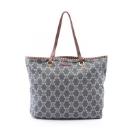 【二手，B級】Celine CELINE托特包 Paris Macadam Studs 海軍藍/米色/ブラウン牛仔布皮革 Macadam 牛仔布托特包 女士二手 B