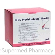 BD PrecisionGlide Needle 18g x 1 1/2 (1.2mm x 38mm) 10's/100's (box) 302032