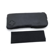 Chrome Hearts Glasses Case/Fashion Black Soft Leather Bag/Portable Zipper Glasses Bag