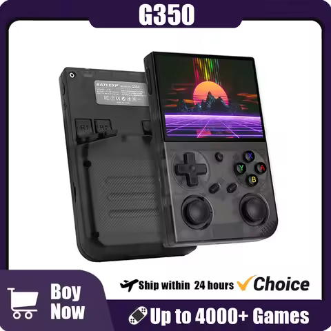 BATLEXP G350 Retro Pocket Handheld Game Console 4000 Games Linux 64-bit System 3.5" IPS Screen RK332