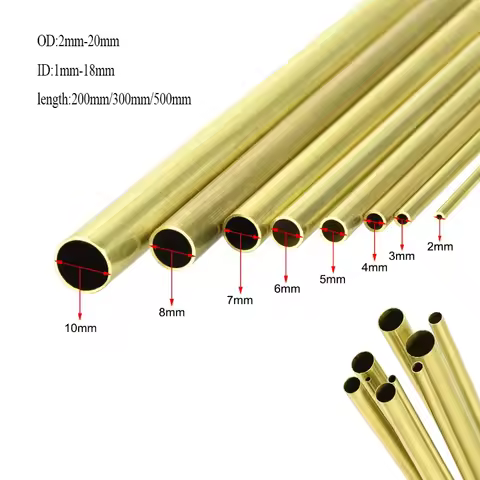 1pcs Brass Tube DIY Pipe Round Diameter 2/3/4/5/6/7/8/9/10/12/16/18/20/25mm L 200mm 300mm 500mm Bras