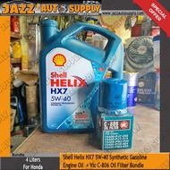 Shell Helix HX7 Gasoline 5W-40 Synthetic Engine Oil 4L + Vic C-806 Oil Filter Bundle For Honda City 