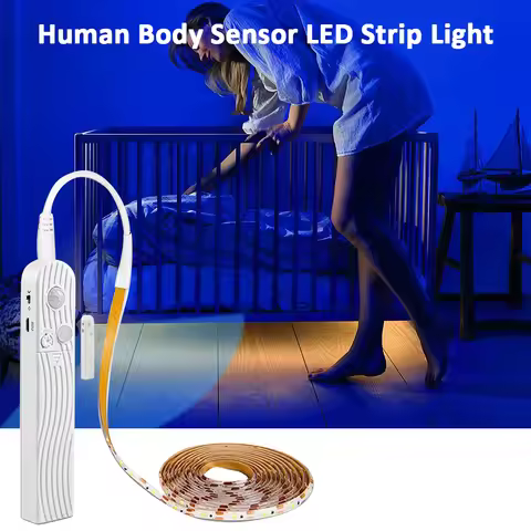 5V LED Motion Sensor LED Light Strip Human Body Sensor 4AAA Battery 60LEDs/M Waterproof for Cabinet 