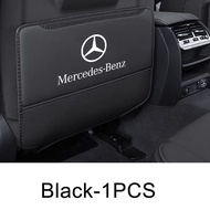 Car Leather Seat Back Kick Pad Anti Scratch Mat For Mercedes Benz A B C E S Class AMG E200 W210 W203 W124 W204 W211 W123 W205 W212 W203 C200 E350 A180 CLA A45 E240 E250 GLC Leather Cushion Storage Pockets Auto Interior Accessories