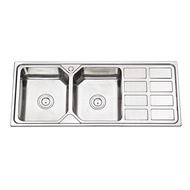 ซิงค์ล้างจานแบบ 2 หลุม มีที่พัก แบบเหลี่ยม พร้อมสะดืออ่าง CITY