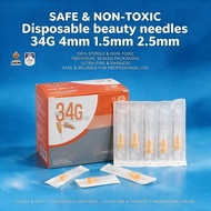 【Local delivery】Ready Stock 韩国34g针头 Korea 34g4mm 34g1.5mm 34g2.5mm 34g6mm Painless Needles 100pcs/bo