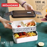 Korean 2-Tier 1800ML Spill-Proof Silicone Plastic Food Container R&H 602