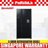 (Bulky) Sharp SJ-FX660W-BK 5-Door Refrigerator (650L)(Energy Efficiency - 2 Ticks)
