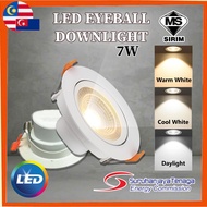 [SIRIM] LED 7W Ceiling Light Eyeball Recessed Spotlight (Round) Downlight Home Lighting  LED Downlight Lampu Siling