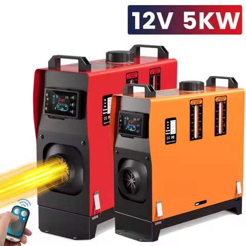 5KW 12V Diesel Heater All in One, Portable Parking Diesel Air Heater with 5L/1.3Gal Fuel Tank, Adjus