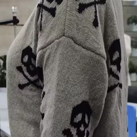 Halloween Sweater Women Halloween Sweater, Long Sleeve Crew Neck Skull Pullover Warm Sweater for Fal