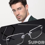 FL15 Unisex Frame kacamata Pria Titanium ORI Frameless Rimless wanita