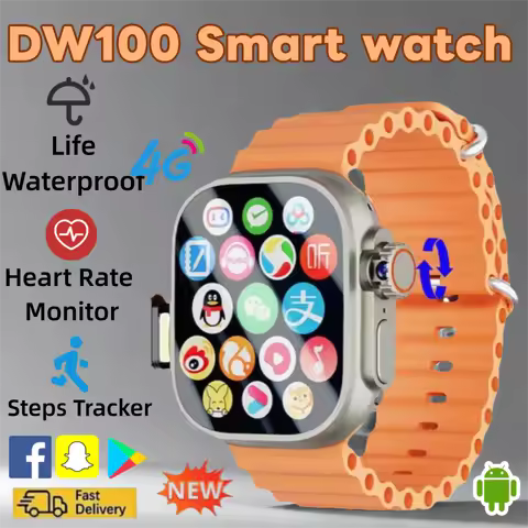 2025 DW100 4G Android Smart Watch Global Calling Fingerprint Unlock 2.29 Inch AMOLED 4G SIM Video Ch