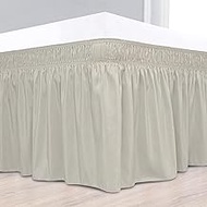 1 PC Wrap Around Dust Ruffle Bed Skirt 100% Egyptian Cotton 600 TC Bed Frame with Adjustable Elastic Belt 14" Drop Easy to Put On/Off Ultimate Collection Cream Bed Skirt for King Size Bed